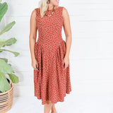 Carson Brick + Cream Dotty Dropwaist Dress Lalavon