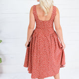 Carson Brick + Cream Dotty Dropwaist Dress Lalavon