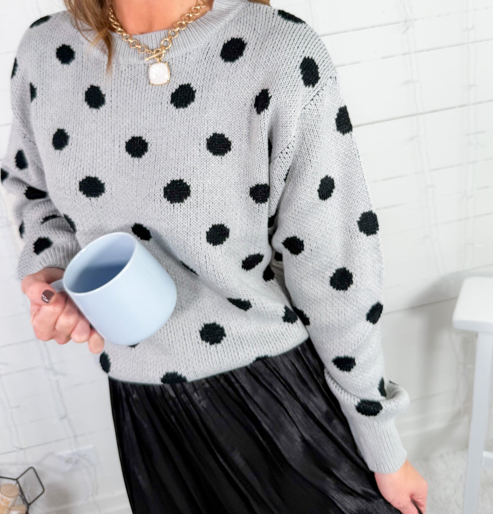 Carter Grey Polka Dot Sweater