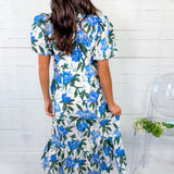 Carter Ivory + Royal Floral Maxi Dress Entro