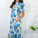 Carter Ivory + Royal Floral Maxi Dress Entro