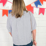 Carter Navy Pinstripe Top