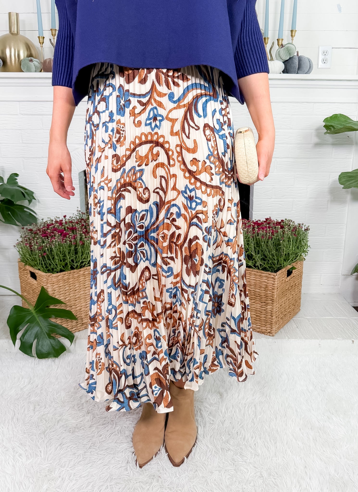 Carter Puddle + Sky Pleated Maxi Skirt