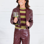 Carter Chartreause + Wine Striped Sweater Lucy Paris