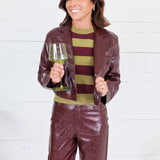 Carter Chartreause + Wine Striped Sweater Lucy Paris