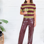 Carter Chartreause + Wine Striped Sweater Lucy Paris