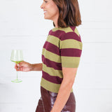 Carter Chartreause + Wine Striped Sweater Lucy Paris