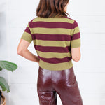 Carter Chartreause + Wine Striped Sweater Lucy Paris