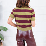 Carter Chartreause + Wine Striped Sweater Lucy Paris
