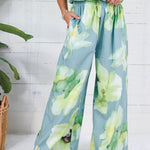 Cascade Sage Floral Wide Leg Pants Glam