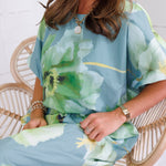 Cascade Sage Floral Wide Leg Pants Glam