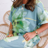 Cascade Sage Floral Wide Leg Pants Glam