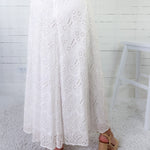 Caspar White Eyelet Maxi Skirt TCEC