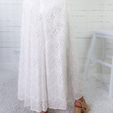 Caspar White Eyelet Maxi Skirt TCEC