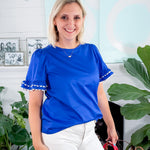 Cassidy Blue Ric Rac Trim Top Mary Square