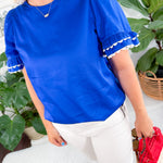 Cassidy Blue Ric Rac Trim Top Mary Square