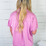 CeCe Orchid Scuba Split Neck Top Entro