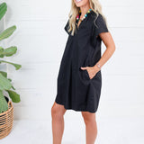 Cecilla Black Mini Shift Dress Pinch