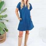 Cecilla Teal Mini Shift Dress Pinch