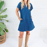 Cecilla Teal Mini Shift Dress Pinch