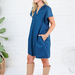 Cecilla Teal Mini Shift Dress Pinch