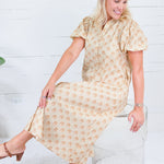 Celeste Sage + Olive Button Midi Dress Gigio