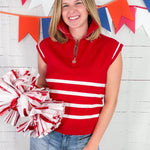 Celia Crimson + White 14 Zip Sweater Mary Square