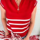 Celia Crimson + White 14 Zip Sweater Mary Square