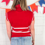 Celia Crimson + White 14 Zip Sweater Mary Square