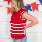 Celia Crimson + White 14 Zip Sweater Mary Square