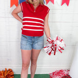 Celia Crimson + White 14 Zip Sweater Mary Square