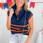 Celia Navy + Orange 14 Zip Sweater Mary Square