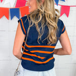 Celia Navy + Orange 14 Zip Sweater Mary Square