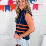 Celia Navy + Orange 14 Zip Sweater Mary Square