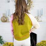 Chameleon Green Colorblock Sweater THML