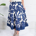 Chandler Navy + Cream Floral Tiered Maxi Skirt Pinch