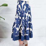 Chandler Navy + Cream Floral Tiered Maxi Skirt Pinch