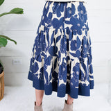 Chandler Navy + Cream Floral Tiered Maxi Skirt Pinch
