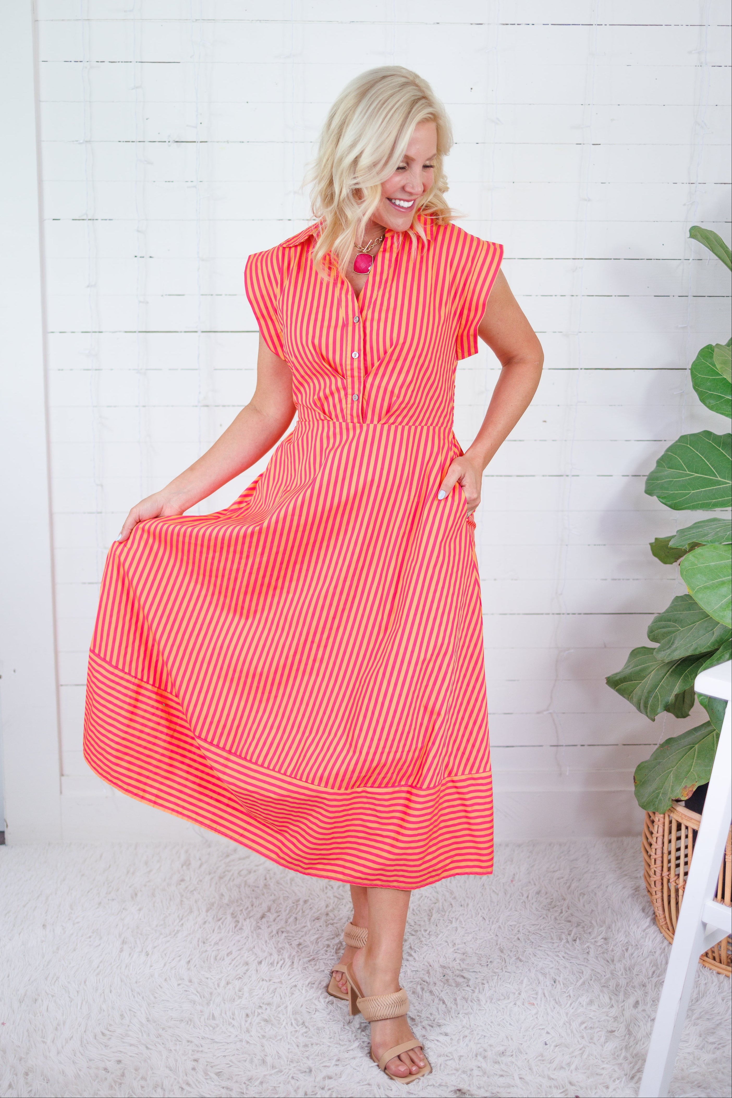 Chappel Punch Striped Shirt Dress Entro