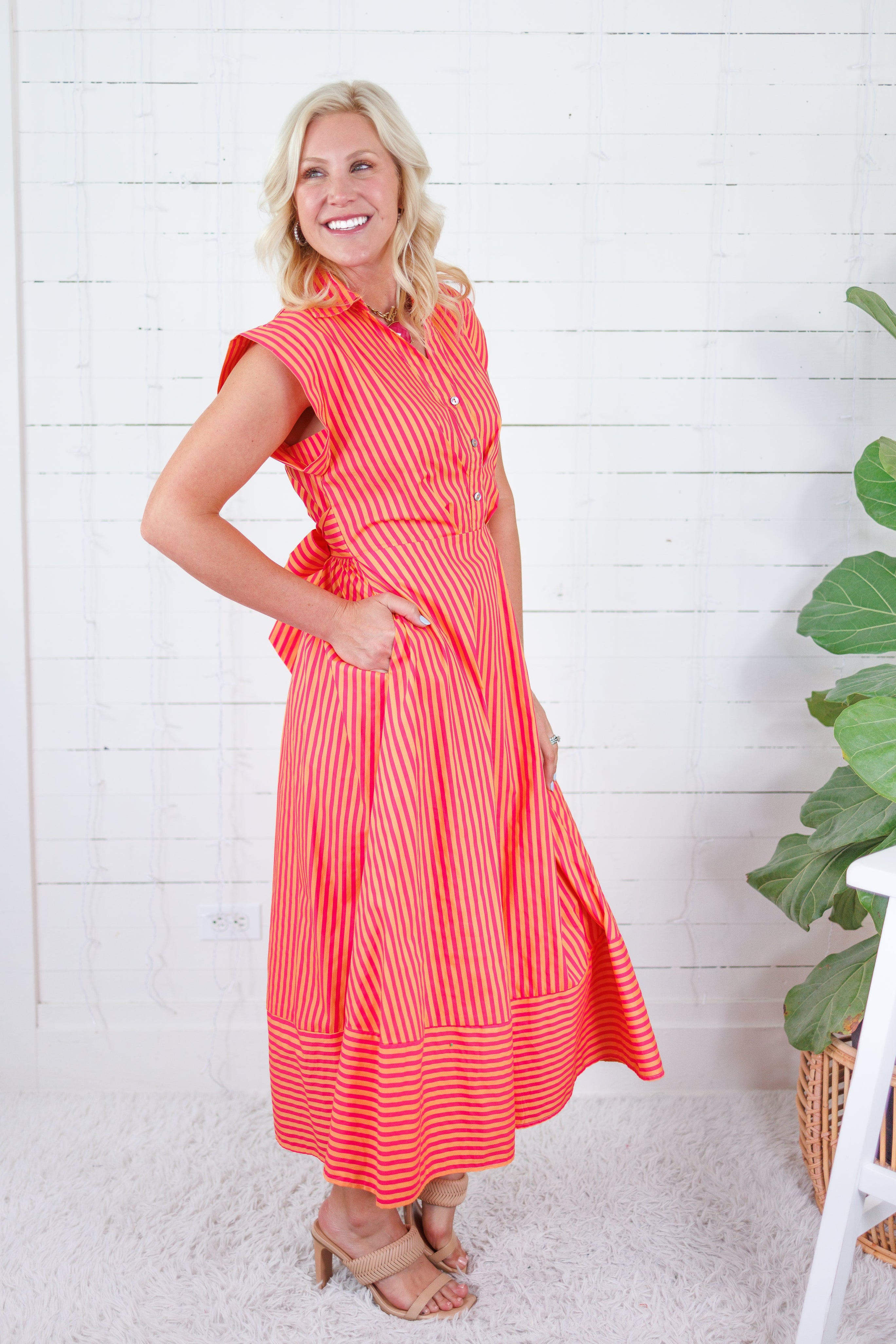 Chappel Punch Striped Shirt Dress Entro