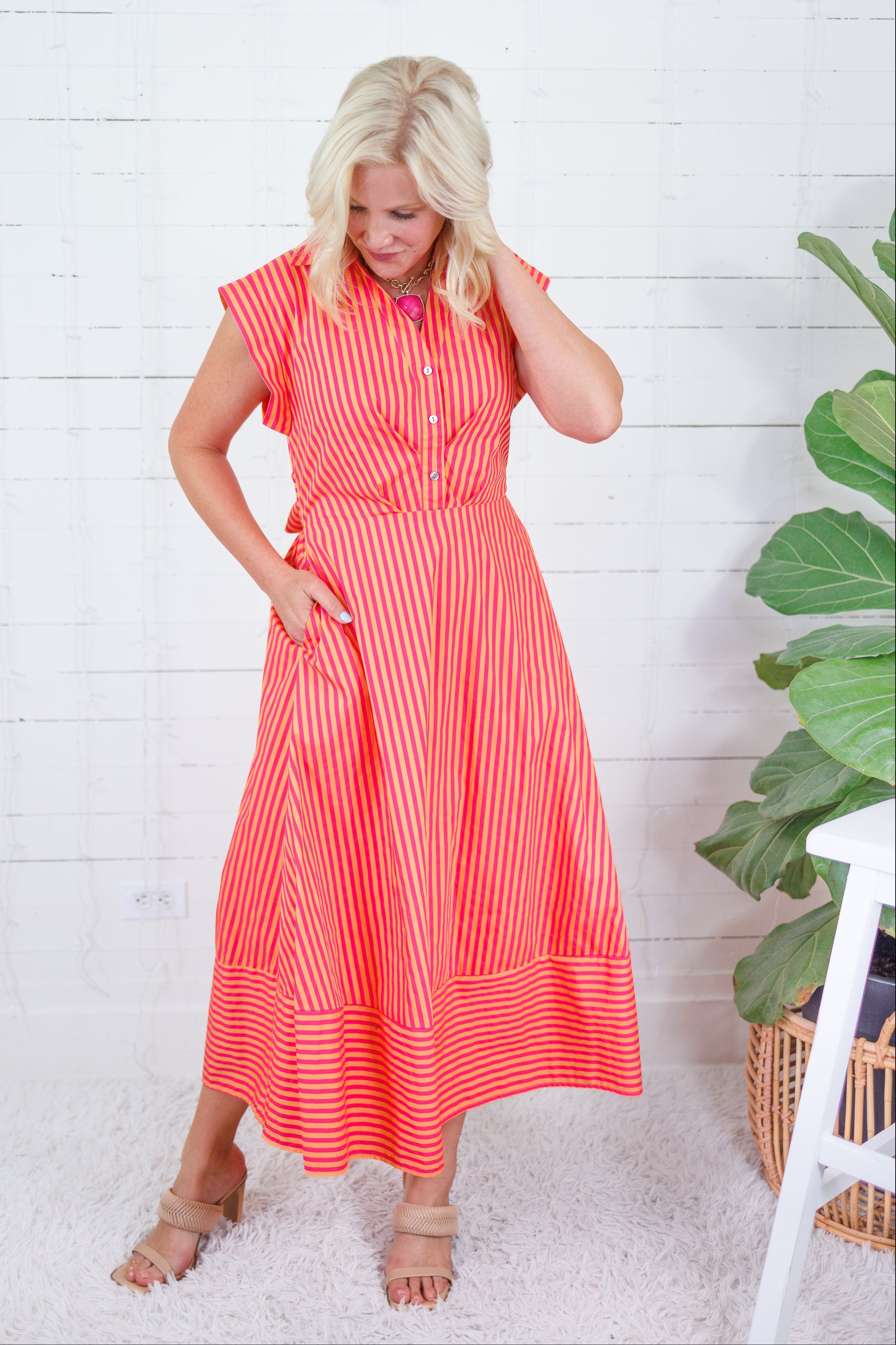 Chappel Punch Striped Shirt Dress Entro