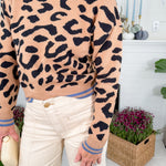 Charlie Cheetah Blue Trim Sweater THML 