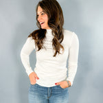 Charlie Fitted Mock Neck Layering Tee Ivory