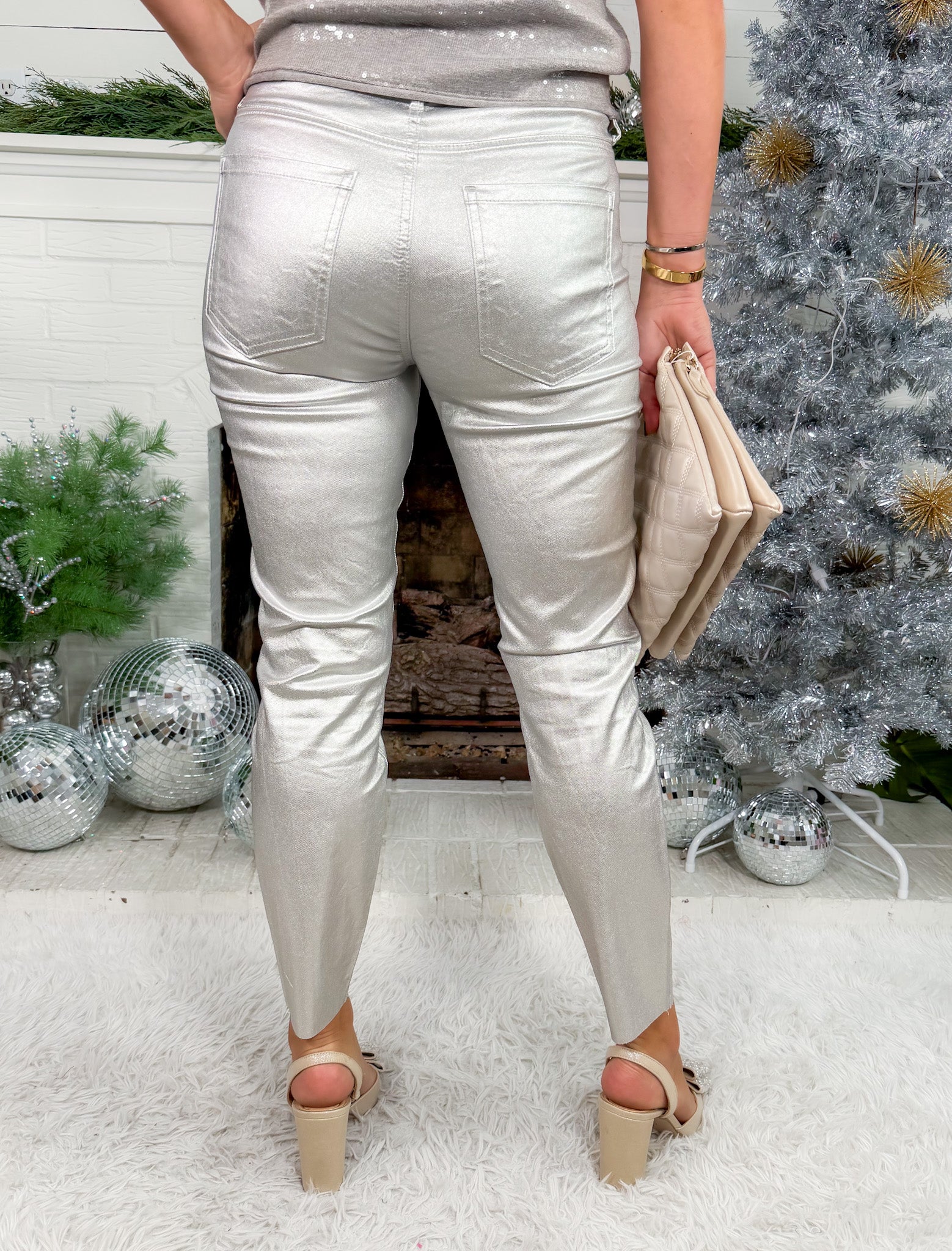 Charlize Silver High Rise Cigarette Raw Hem Jean KUT 