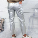 Charlize Silver High Rise Cigarette Raw Hem Jean KUT