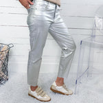 Charlize Silver High Rise Cigarette Raw Hem Jean KUT