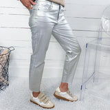 Charlize Silver High Rise Cigarette Raw Hem Jean KUT