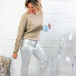 Charlize Silver High Rise Cigarette Raw Hem Jean KUT