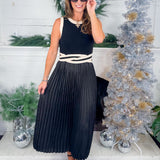 Charlotte Black Sweater + Satin Maxi Dress