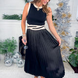 Charlotte Black Sweater + Satin Maxi Dress